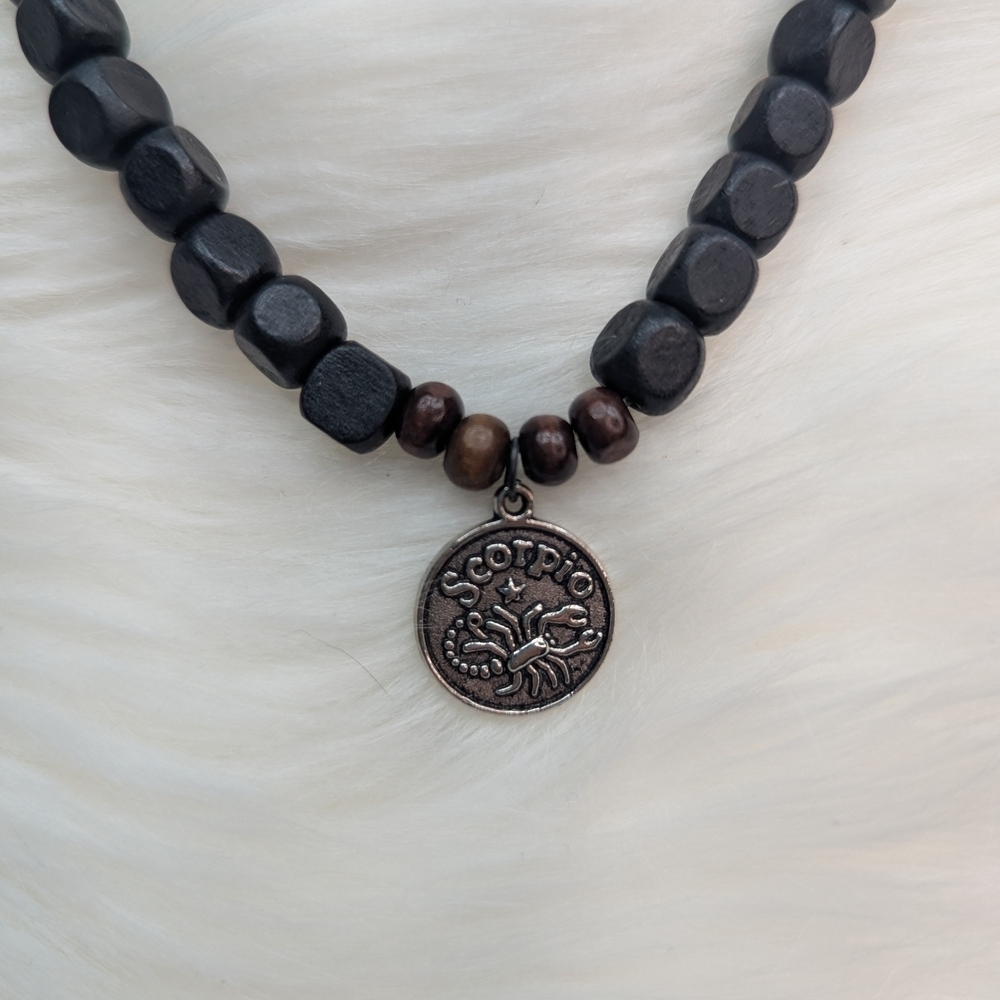 Zodiac Jewelry Scorpio the Scorpion - Black and Brown Beads Necklace